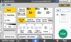 Ilustração do ecrã do painel de operação