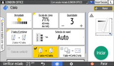 Ilustração do ecrã do painel de operação