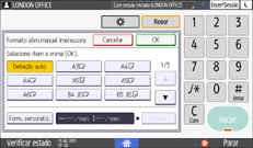 Ilustração do ecrã do painel de operação