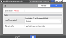 Ilustração do ecrã do painel de operação