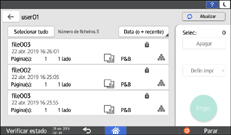 Ilustração do ecrã do painel de operação