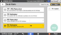 Ilustração do ecrã do painel de operação