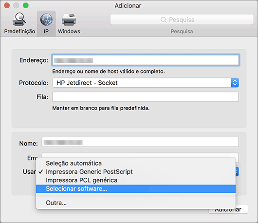 Ilustração do ecrã do driver