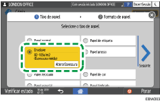 Ilustração do ecrã do painel de operação
