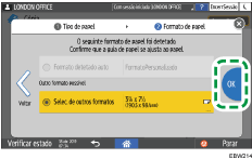 Ilustração do ecrã do painel de operação