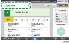 Ilustração do ecrã do painel de operação
