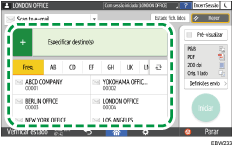 Ilustração do ecrã do painel de operação
