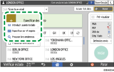 Ilustração do ecrã do painel de operação