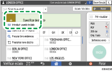 Ilustração do ecrã do painel de operação