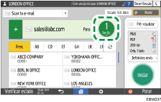 Ilustração do ecrã do painel de operação