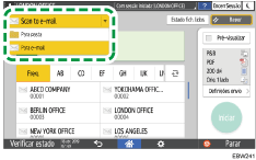 Ilustração do ecrã do painel de operação