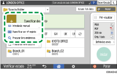 Ilustração do ecrã do painel de operação
