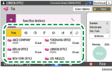 Ilustração do ecrã do painel de operação