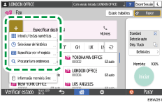 Ilustração do ecrã do painel de operação