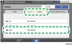 Ilustração do ecrã do painel de operação