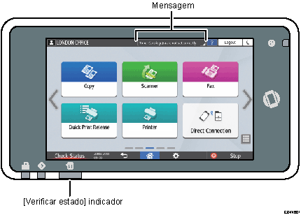 Ilustração com numeração do ecrã do painel de operação