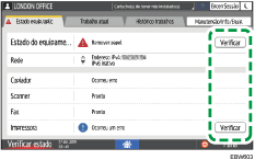 Ilustração do ecrã do painel de operação