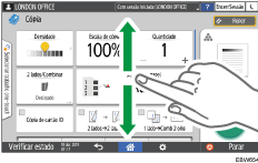 Ilustração do ecrã do painel de operação