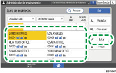 Ilustração do ecrã do painel de operação