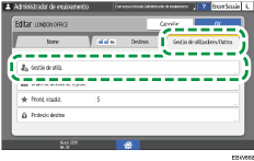 Ilustração do ecrã do painel de operação
