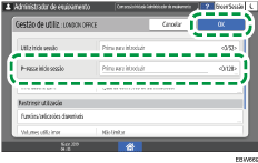 Ilustração do ecrã do painel de operação