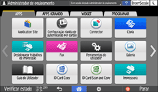 Ilustração do ecrã do painel de operação