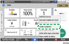 Ilustração do ecrã do painel de operação