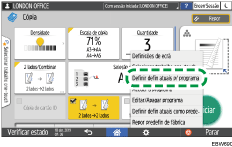 Ilustração do ecrã do painel de operação