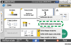 Ilustração do ecrã do painel de operação