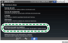 Ilustração do ecrã do painel de operação