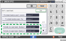 Ilustração do ecrã do painel de operação