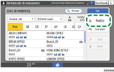 Ilustração do ecrã do painel de operação