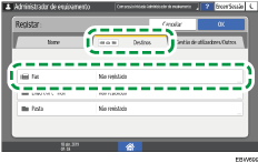 Ilustração do ecrã do painel de operação