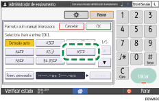 Ilustração do ecrã do painel de operação