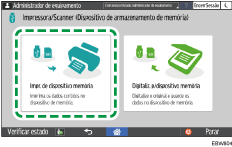 Ilustração do ecrã do painel de operação