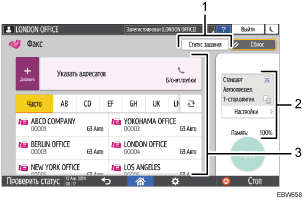 Иллюстрация экрана панели управления с пронумерованными сносками