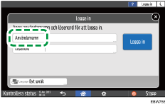 Bild på användarpanelens skärm