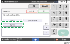 Bild på användarpanelens skärm