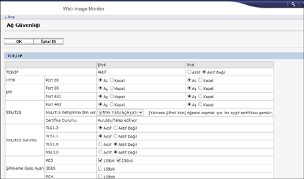 Ağ tarayıcısı ekranı resmi