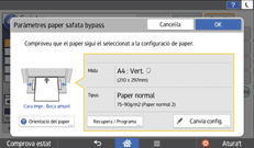 Il·lustració de pantalla del panell d'operacions