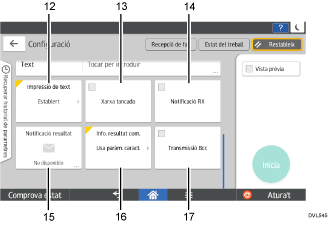Il·lustració explicativa i numerada de la pantalla del panell d'operacions.