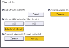 Ilustrace displeje ovládacího panelu
