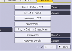 Ilustrace displeje ovládacího panelu