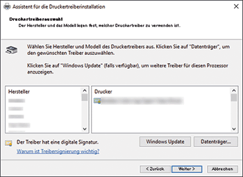 Abbildung Treiberbildschirm