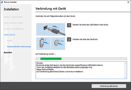 Abbildung Treiberbildschirm
