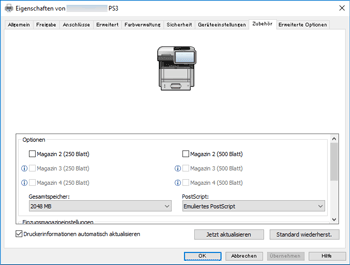 Abbildung Treiberbildschirm