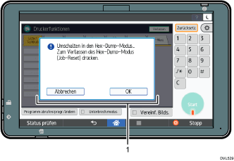 Nummerierte Abbildung des Bedienfelds