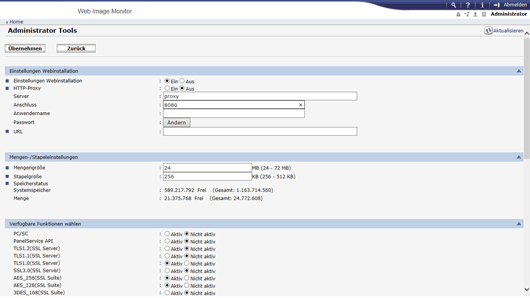 Webbrowser-Bildschirmdarstellung