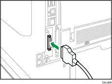 Illustration of connecting the IEEE 1284 interface cable