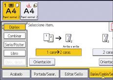 Ilustración de la pantalla del panel de mandos